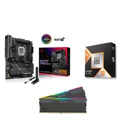 AMD Ryzen 9 9950X3D CPU + ASUS ROG STRIX X870E-H GAMING WIFI7 Carte mère + KLEVV RGB 64GB 6000MHz CL30 RAM