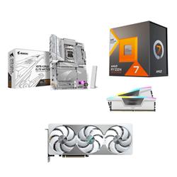 AMD R7 7800X3D CPU + GIGABYTE X870 AORUS ELITE WIFI7 ICE Motherboard + CORSAIR RGB 32GB D5 6000MHz White RAM + RTX 5080 AERO OC