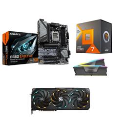 AMD R7 7800X3D CPU + GIGABYTE B650 EAGLE AX WIFI Motherboard + CORSAIR RGB 32GB D5 6000MHz RAM + RTX 5080 GAMING OC