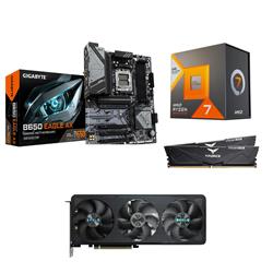 AMD R7 7800X3D CPU + GIGABYTE B650 EAGLE AX WIFI Motherboard + T-Force 32GB D5 6000MHz CL30 RAM + RTX 5070 EAGLE