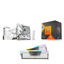 AMD R5 7600X3D CPU + GIGABYTE B850M AORUS ELITE WIFI6E ICE Motherboard + CORSAIR RGB 32GB D5 6000MHz White RAM - Canada Computers Exclusive