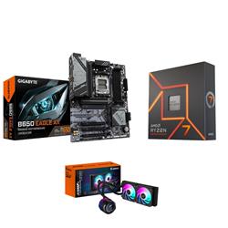 AMD Ryzen 7 7700X CPU + GIGABYTE B650 EAGLE AX Motherboard + AORUS WATERFORCE X II 240 Liquid CPU Cooler