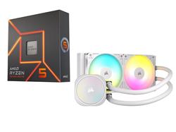 AMD Ryzen 5 7600X CPU + CORSAIR NAUTILUS 240 RS ARGB AIO, White