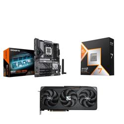 AMD Ryzen 7 9800X3D CPU + GIGABYTE B850 EAGLE WIFI6E Motherboard + GIGABYTE Radeon RX 9070 XT GAMING OC 16G GPU
