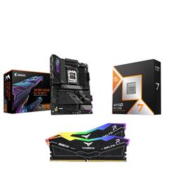 AMD Ryzen 7 9800X3D CPU + GIGABYTE X870E AORUS ELITE WIFI7 Motherboard + T-Force RGB 32GB D5 6000MHz CL30 Black RAM