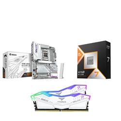 AMD Ryzen 7 9800X3D CPU + GIGABYTE X870E AORUS ELITE WIFI7 Carte Mère + T-Force RGB 32GB D5 6000MHz CL30 White RAM