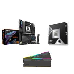 AMD Ryzen 9 9950X3D2 CPU + GIGABYTE X870E AORUS PRO Carte mère + KLEVV CRAS V RGB 64GB D5 RAM