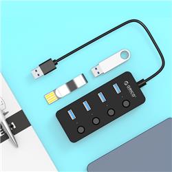 ORICO 4-Port USB3.0 Hub with Individual LEDs Power Switch, 30cm Cable(Open Box)