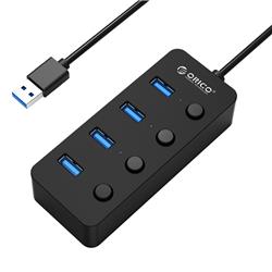 ORICO 4-Port USB3.0 Hub with Individual LEDs Power Switch, 30cm Cable(Open Box)