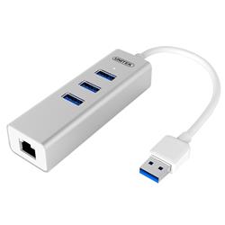 UNITEK Hub en aluminium avec 3 ports USB 3.0 et Ethernet Gigabit