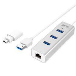 UNITEK Hub en aluminium avec 3 ports USB 3.0 et Ethernet Gigabit