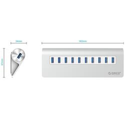 ORICO 10-Port USB 3.0 Hub with 36W Power Adapter & 100cm Cable