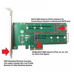 Vantec M.2 NVMe + M.2 SATA SSD PCIe x4 ADAPTER W/LOW PROFILE