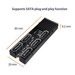 VANTEC-M.2 PCIe Gen3x2 B+M Key To 5 Ports SATA III Expansion Card