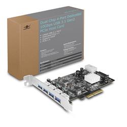 Dual Chip 4-Port Dedicated 10Gbps USB 3.1 Gen 2 PCIe Host Card(Open Box)