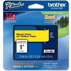 Brother TZ Label Tape - 1" Width x 26 1/5 ft Length - Rectangle - Thermal Transfer - Yellow