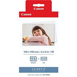 Canon KP-108IN Color Ink Cartridge with 4" x 6" Standard Paper Set 108 Sheets