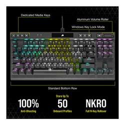 CORSAIR K70 RGB TKL Mechanical Gaming Keyboard, Backlit RGB LED, CHERRY MX Red Keyswitches, Black