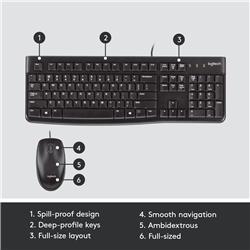 LOGITECH MK120 USB Wired Desktop Keyboard and Mouse Combo(Open Box)