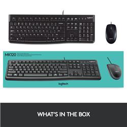 LOGITECH MK120 USB Wired Desktop Keyboard and Mouse Combo(Open Box)