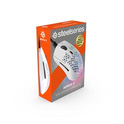 STEELSERIES Aerox 3 Snow- Super Light Gaming Mouse - 8,500 CPI TrueMove Core Optical Sensor - Ultra-lightweight 59g Water Resis