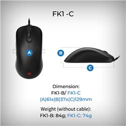 BENQ ZOWIE FK1-C Symmetrical Gaming Mouse | Professional Esports Performance | Driverless | Paracord Cable | Revisioned C-Featu