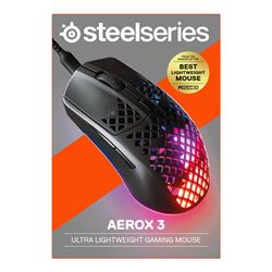 STEELSERIES Aerox 3 Onyx- Super Light Gaming Mouse - 8,500 CPI TrueMove Core Optical Sensor - Ultra-lightweight 59g Water Resis