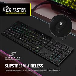 CORSAIR K100 AIR Mechanical Wireless CHERRY Ultra Low Profile Tactile Switch Keyboard with RGB Backlighting – Black