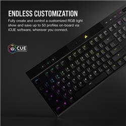 CORSAIR K100 AIR Mechanical Wireless CHERRY Ultra Low Profile Tactile Switch Keyboard with RGB Backlighting – Black