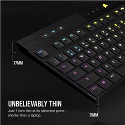 CORSAIR K100 AIR Mechanical Wireless CHERRY Ultra Low Profile Tactile Switch Keyboard with RGB Backlighting – Black