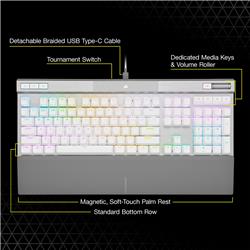 CORSAIR K70 PRO Optical-Mechanical Wired CORSAIR OPX Optical Switch Keyboard with RGB Backlighting – White(Open Box)