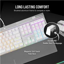 CORSAIR K70 PRO Optical-Mechanical Wired CORSAIR OPX Optical Switch Keyboard with RGB Backlighting – White(Open Box)