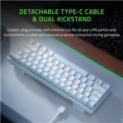 Clavier de jeu Razer Huntsman Mini 60 %, blanc (anglais), profil standard, commutateur optique analogique Razer™ de 2e génér...
