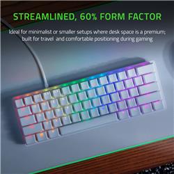 Clavier de jeu Razer Huntsman Mini 60 %, blanc (anglais), profil standard, commutateur optique analogique Razer™ de 2e génér...
