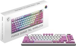 MSI FORGE GK600 TKL WIRELESS VIOLET Tenkeyless (TKL, 80%) Gaming Keyboard, English, Regular Profile, Mechanical Linear