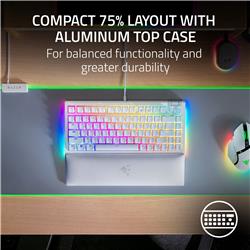 Clavier de jeu Razer BlackWidow V4 75 %, blanc (anglais), profil standard, commutateurs tactiles (RZ03-05001700-R3M1)