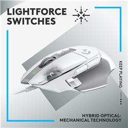 LOGITECH G502 X Wired Gaming Mouse - LIGHTFORCE hybrid optical-mechanical primary switches - White(Open Box)