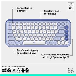 LOGITECH  POP ICON KEYS Wireless Keyboard (Lilac & Off-White)