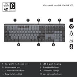 LOGITECH  MX Mechanical Wireless Keyboard (Tactile Quiet Switches)(Open Box)