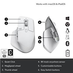 LOGITECH MX Master 3S Performance Wireless Mouse - Pale Grey