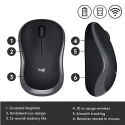 LOGITECH  M185 Wireless Mouse (Swift Gray)