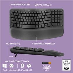 LOGITECH Wave Keys Wireless Ergonomic Keyboard - Graphite