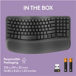 LOGITECH Wave Keys Wireless Ergonomic Keyboard - Graphite
