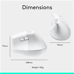 Souris sans fil ergonomique verticale LOGITECH Lift (blanc cassé)