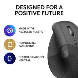 LOGITECH  Lift Vertical Ergonomic Wireless Mouse (Graphite)