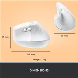 LOGITECH  Lift Vertical Ergonomic Wireless Mouse (Off-White)