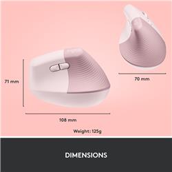 LOGITECH  Lift Vertical Ergonomic Wireless Mouse (Rose)