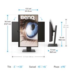 BenQ GW2485TC 24" 1080p FHD IPS Monitor│USB-C│Noise Cancellation Mic│Built-in Speakers│Eye-Care│Ergonomic│ Daisy Chain