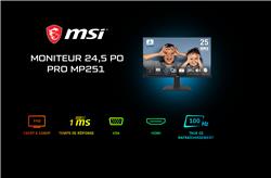 MSI PRO MP251 24.5" 16:9 IPS, 100Hz 1ms, 1920 x 1080 (FHD) Monitor