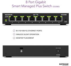 NETGEAR GS308E 8-port Gigabit Ethernet Smart Managed(Open Box)